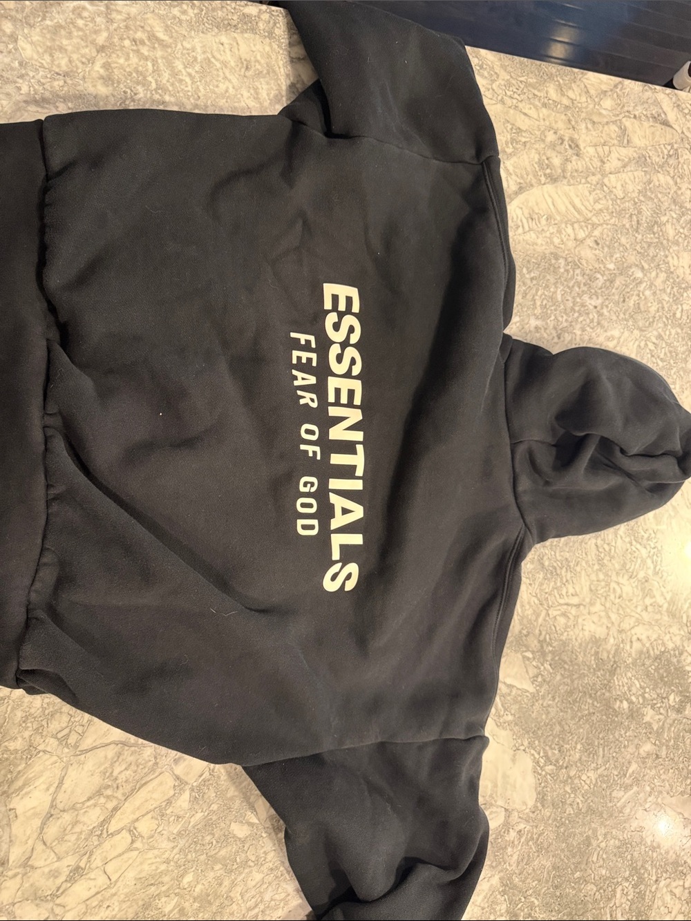 Fear of God ESSENTIALS Black Crewneck Sweatshirt with Bold Back Logo